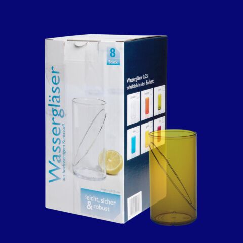 Wasserglas 0,25l SAN gelb 8-er Karton